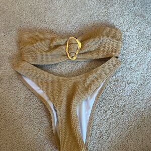 SHEIN Tan Textured Bikini Set